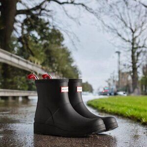 HUNTER Women Short Rain Boots BLACK